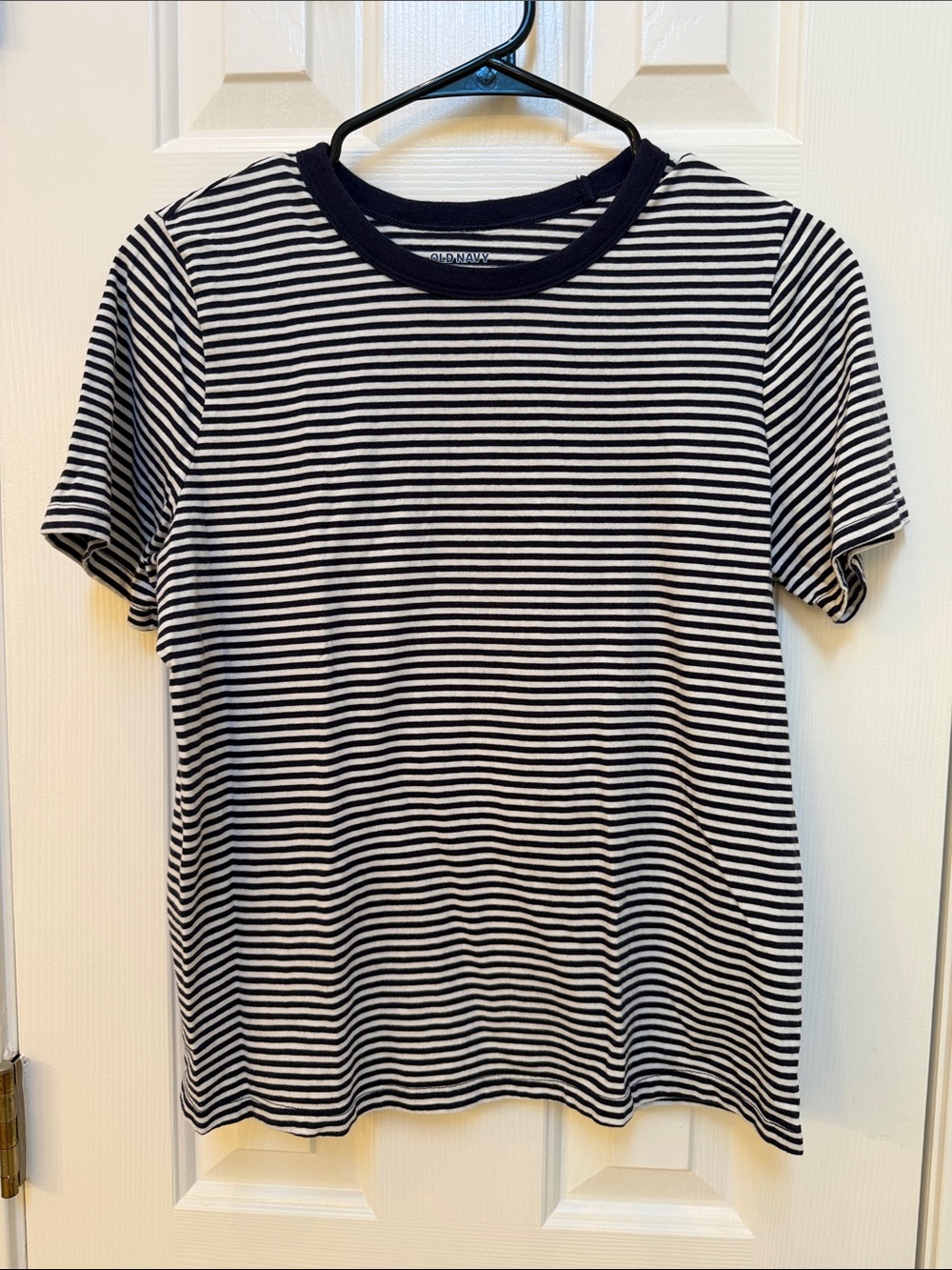 Old Navy Navy & White Striped Crewneck Tee